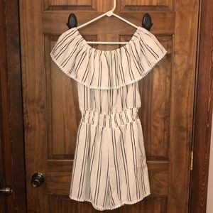 white with black striped romper